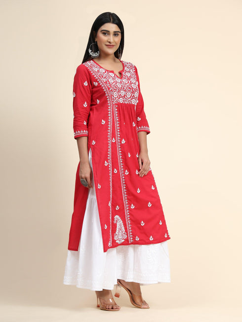 Hand Embroidery Chikankari Long Kurti for Women